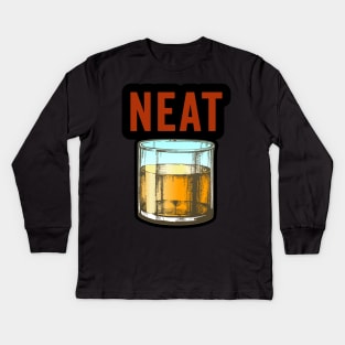 Whiskey Neat Old Fashioned Scotch and Bourbon Drinkers Kids Long Sleeve T-Shirt